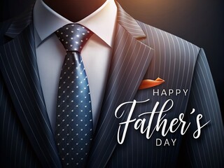 Happy Father's Day Calligraphy Greeting Card - Men's Suit Design - AI Photo