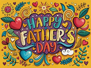 Fototapeta premium Happy Father's Day Panoramic Greeting Card Design