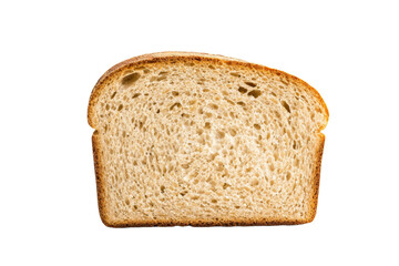 A slice of bread is shown on a white background