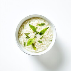 Creamy risotto with asparagus and parmesan. Featuring rich textures and fresh herbs