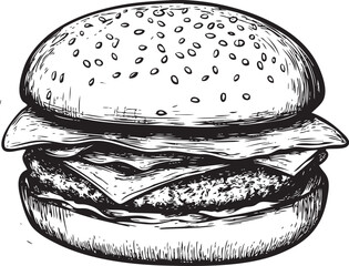 hand drawn illustration of a hamburger