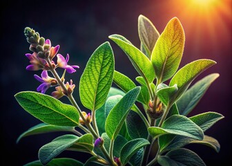 Obraz premium Low Light Sage Herb Flower - Flat Style Illustration