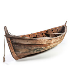 old wooden boat on white