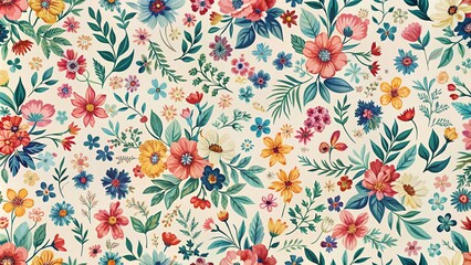 Minimalist Floral Print, Seamless Pattern, Liberty Style, Fashion Design
