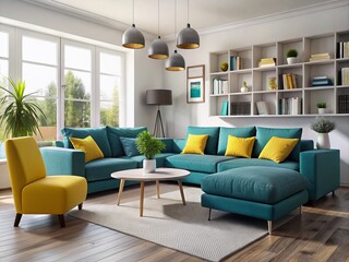 Fototapeta premium Minimalist Living Room Bokeh Photo - Scandinavian Style