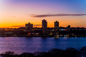 sunset over the river new york