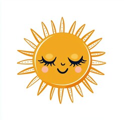Cartoon sun with a smiling face and big eyes