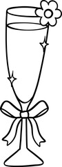 Retro Coquette Champagne Glass Doodle Outline