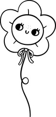 Groovy Flower Shape Balloon Doodle Outline