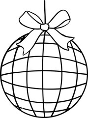 Coquete Disco Ball with Bow Doodle Outline