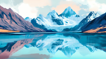 serene turquoise glacier lake reflects