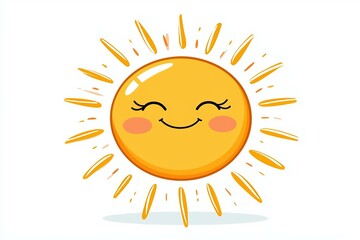 Cartoon sun with a smiling face and pink lips