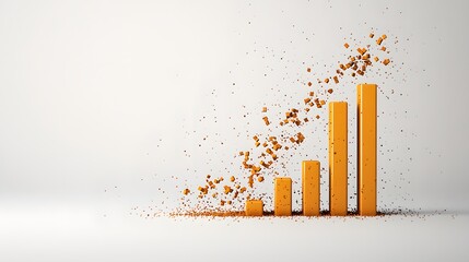 Transformative Visualization of Rising Bar Charts and Dispersed Elements for Data Insights and Trends Key Performance Indicators Concept
