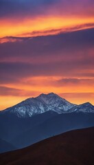 Majestic Snowy Mountain Sunset Landscape