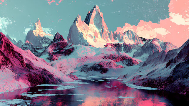 Mount fitz roy in los glaciares national park, generative ai. Glaciered. Illustration