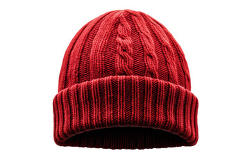 A red knit hat with a red band