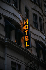 hotel sign at night