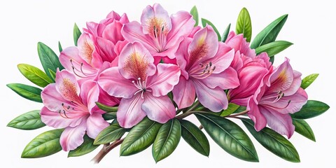 Pink Rhododendron Flowers Illustration - AI Portrait Photography