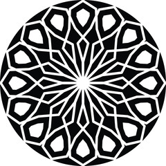 mandala a black circular vector illustration with concentric rings containing geometric patterns