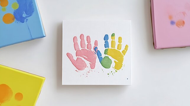 A playful Teacher’s Day card with children’s handprints and a message of appreciation 