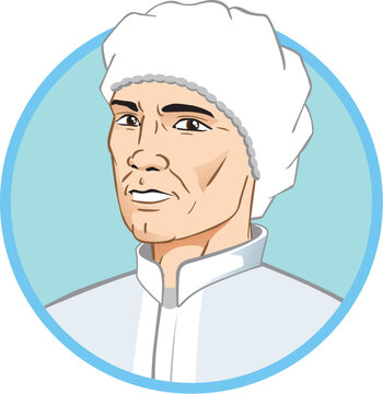 Caucasian male mascot, contamination safety equipment. Ideal for medical educational and informational materials