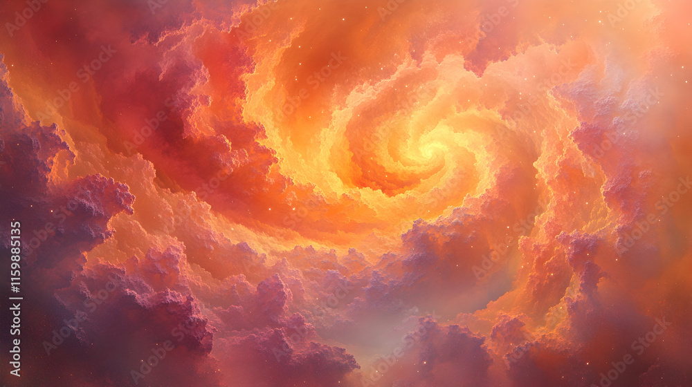 Canvas Prints abstract swirling amber clouds on a muted pink background with glowing nebula textures and gentle sh