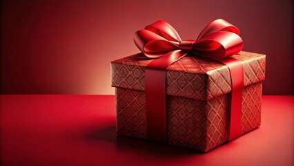 Fototapeta premium Realistic 3D Red Gift Box Valentines Day Birthday Christmas Anniversary