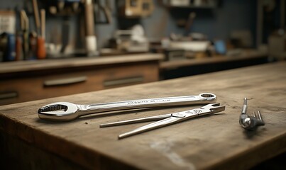 Fototapeta premium Tools on workshop workbench.