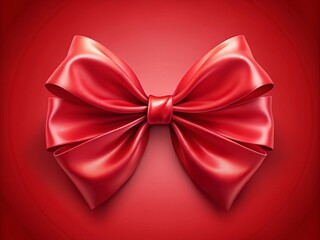 Realistic Bow Illustration - Red Background Gift Bows