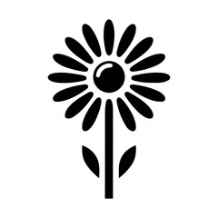A Beautifully Crafted Daisy Flower Icon Vector In Monochrome, Highlighting The Charm Of Nature's Blooms With A Clean And Classic Floral Silhouette.