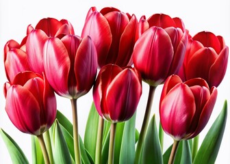 Fototapeta premium Realistic Red Tulips Isolated on White - AI Photo Illustration