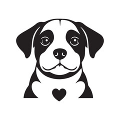 Valentines day Love cute dog vector silhouette illustration