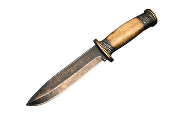 A knife with a gold handle and a silver blade