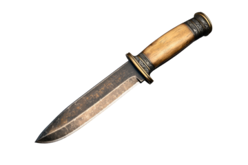 A knife with a gold handle and a silver blade