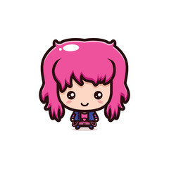 pink haired emo chibi girl