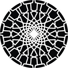 mandala a black circular vector illustration with concentric rings containing geometric patterns