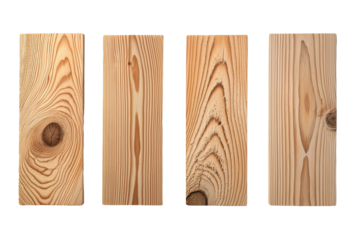 Four wooden boards with different grain patterns