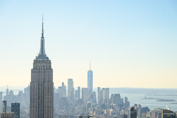 Fototapeta premium New York City Lower Manhattan Skyline with Empire State and World Trade