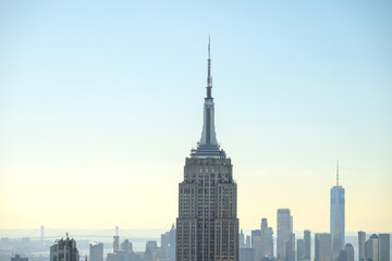 Fototapeta premium New York City Lower Manhattan Skyline with Empire State close up