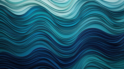 Fototapeta premium Waves of layered paper in shades of blue create soothing visual effect