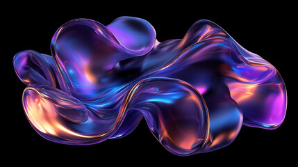 Abstract 3D Flowing Liquid-Like Wave Textures in Purple, Blue, and Gold Gradient illustration  background wallpaper


