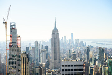 Fototapeta premium New York City Lower Manhattan Skyline with Empire State and World Trade