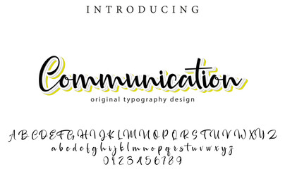 Communication Font Stylish brush painted an uppercase vector letters, alphabet, typeface