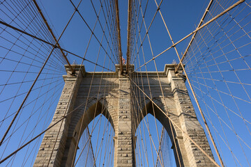 Brooklyn Bridge with Blue Sky New York City