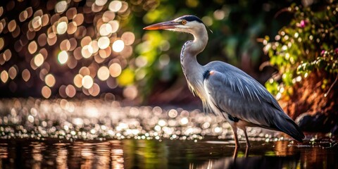 Naklejka premium Majestic grey heron soars, a wetland aerial ballet captured in stunning photography.