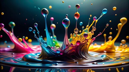 CMYK Ink Splatter - Medium Shot Photography of Cyan, Magenta, Yellow, Black Ink Droplets