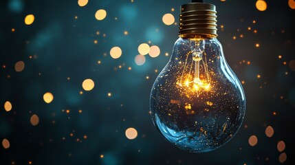 Vintage lightbulb glowing against a dark background