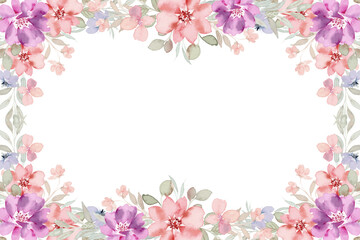 watercolor flowers frame background vector for design.