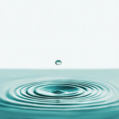 droplet creates ripples on calm water surface, reflecting tranquility   isolated design on white background
