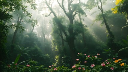 Dense Forest with flowers
